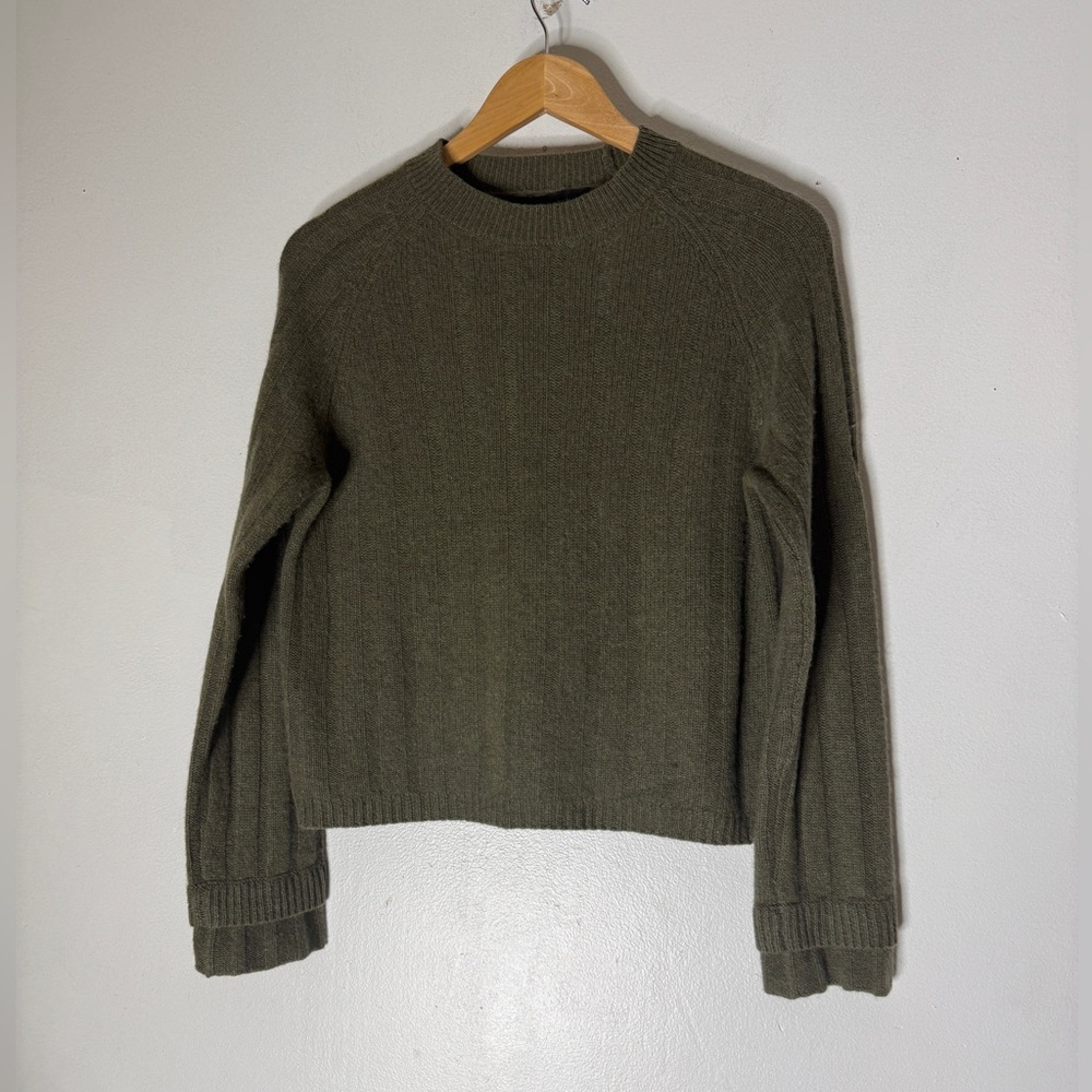 360 Cashmere Olive Green Crew Neck Sweater